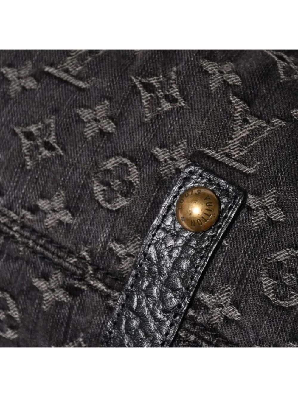 Louis Vuitton Neo Cabby MM Handbag Monogram Denim Black 2-Way Gold